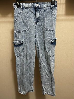Shein Cotton Vintage Wide Leg Size 12Y Acid Wash Y2K Raver Jeans